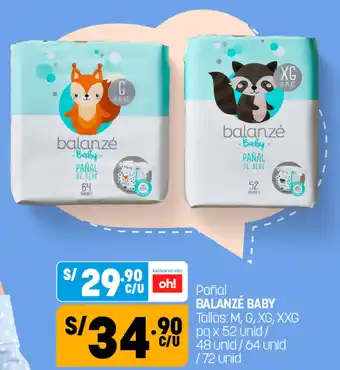 Plaza Vea Pañal Balanzé M, G, XG, XXG | 52/48/64/72 unid oferta