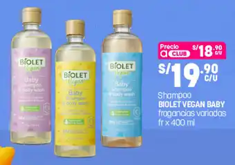 Plaza Vea Shampoo Biolet Vegan Baby 400ml oferta