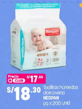 Plaza Vea Toallitas Húmedas Aloe Avena Neopan 200 unid oferta