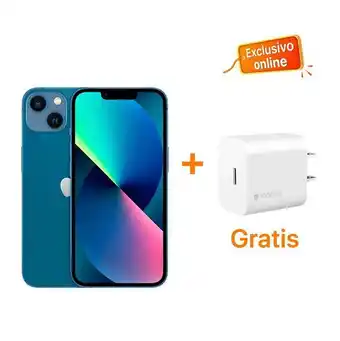 iShop Iphone 13 azul 128 + cargador de pared mophie usb-c 18w - blanco oferta