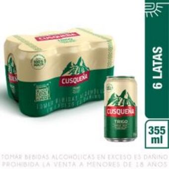 Metro Sixpack cerveza cusqueña trigo lata 355ml oferta