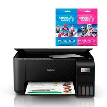 Hiraoka Impresora multifuncional epson ecotank l3250 + papel foto adhesivo brillante 120g x 25 hojas jumbo + papel foto brillante 180 oferta
