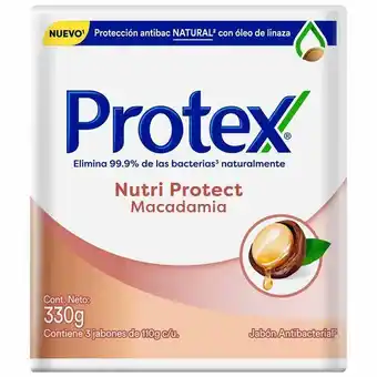 Vivanda Jabón antibacterial protex macadamia barra 110g paquete 3un oferta
