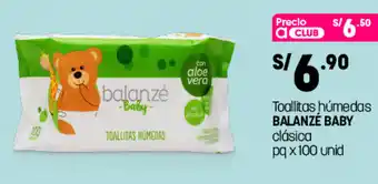 Plaza Vea Toallitas Húmedas Balanzé Baby Clásica 100 unid oferta