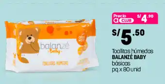 Plaza Vea Toallitas Húmedas Balanzé Baby Básicas 80 unid oferta