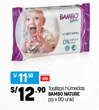 Plaza Vea Toallitas Húmedas Bambo Nature 80 unid oferta