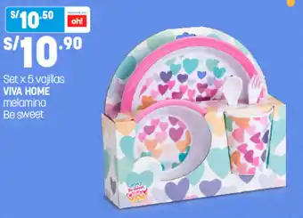 Plaza Vea Set x 5 Vajilas Viva Home Melamina Be Sweet oferta