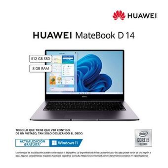 Hiraoka Laptop huawei matebook d14 14" fhd ips i5-10210u 512gb ssd 8gb ram windows home + gratis: 1 año de office 365 preinstalado oferta