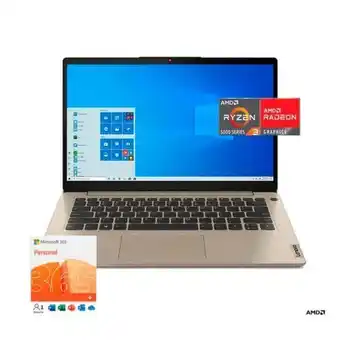 Hiraoka Laptop lenovo 82kt009nlm 14" amd ryzen 3 5300u 256gb ssd 8gb ram + microsoft 365 personal (esd) - 15 meses oferta