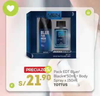 Tottus Pack EDT Blue / Black x 50 ml + Body Spray x 150 ml TOTTUS oferta