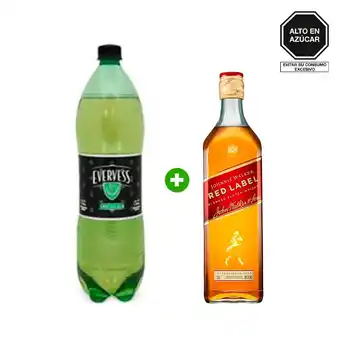 Tottus Johnnie walker red label 750 ml + gas evervess ginger ale 1.5 lt oferta