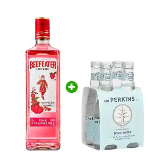 Tottus Beefeater pink 700 ml + fourpack agua tonica mr perkins 200 ml oferta