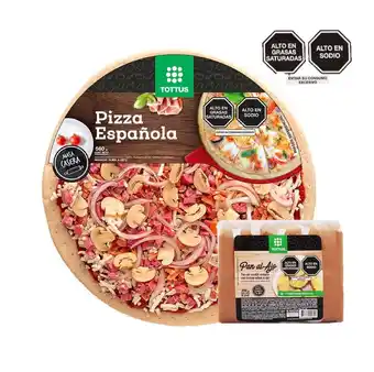 Tottus Pizza española familiar + pan al ajo x 6 un oferta