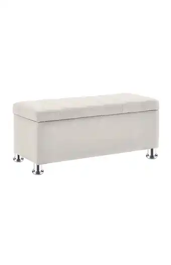 Tiendas EFE Baúl tapizado mavisac veroe plaza queen - marfil oferta