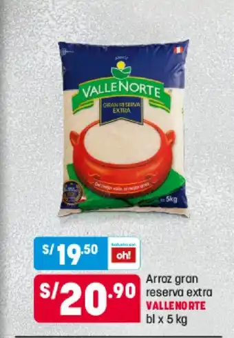 Plaza Vea Arroz gran reserva extra VALLENORTE bl x 5kg oferta