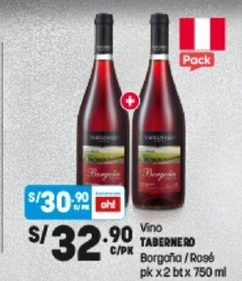 Plaza Vea Vino TABERNERO Borgaña / Rosé pk x 2 bt x 750 ml oferta