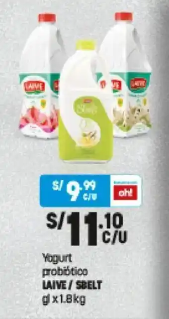 Plaza Vea Yogurt probiotico LAIVE / SBELT gl x 1.8 kg oferta