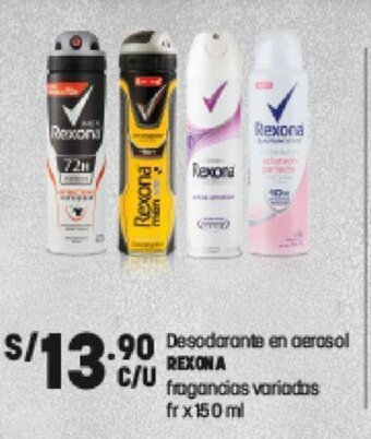 Plaza Vea Desodorante en aerosol REXONA fragancias variadas fr x 150 ml oferta