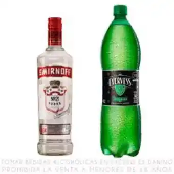Metro Vodka n°21 smirnoff botella 700 ml + ginger ale evervess botella 1.5 l oferta