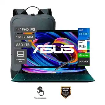 Hiraoka Laptop asus zenbook duo ux482egr-hy335w 14" intel core i7-1195g7 1tb ssd 16gb ram oferta