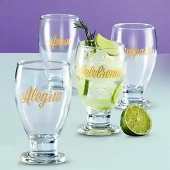 Set x 4 vasos pie con texto