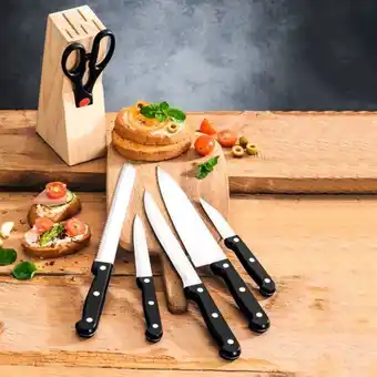 Set de cuchillos + base + tijeras multiusos