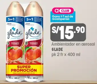 Plaza Vea Ambientador en Aerosol Glade 2 x 400ml oferta