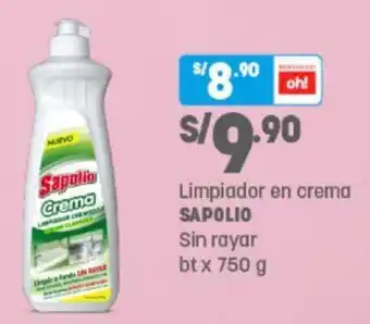 Plaza Vea Limpiador en Crema Sapolio Sin Rayar 750g oferta