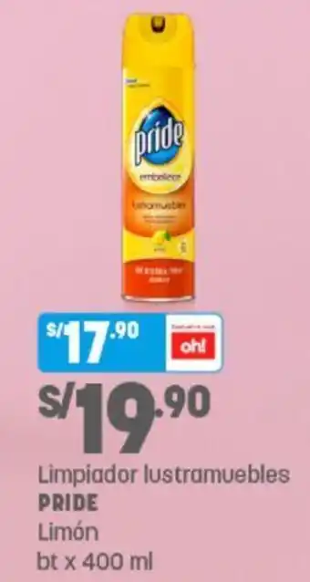 Plaza Vea Limpiador Lustramuebles Pride Limón 400ml oferta