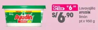 Plaza Vea Lavavajilla Ayudín Limón 950g oferta