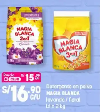 Plaza Vea Detergente en Polvo Magia Blanca Lavanda/Floral 2kg oferta