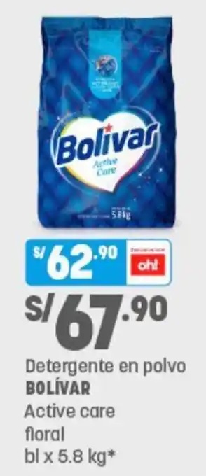 Plaza Vea Detergente en Polvo Bolivar Active Care Floral 5.8kg oferta