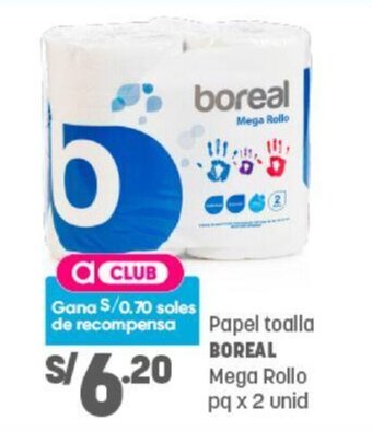 Plaza Vea Papel Toalla Mega Rollo Boreal 2 unid oferta