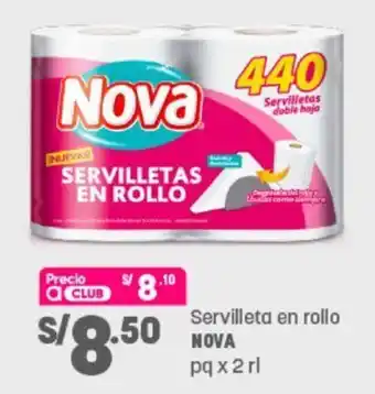 Plaza Vea Servilletas en Rollo Nova 2 rollos oferta