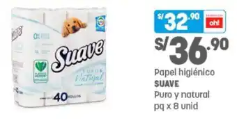 Plaza Vea Papel Higiénico Puro y Natural Suave 8 unid oferta