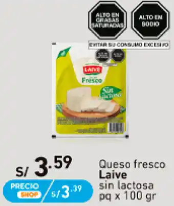 Plaza Vea Queso Fresco Laive Sin Lactosa 100gr oferta