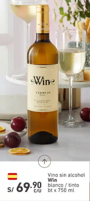 Plaza Vea Vino Sin Alcohol Win Blanco / Tinto 750ml oferta