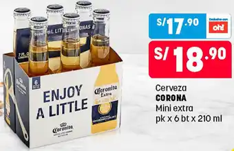 Plaza Vea Cerveza Corona Mini Extra 6x210ml oferta