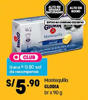 Plaza Vea Mantequilla Gloria 90g oferta