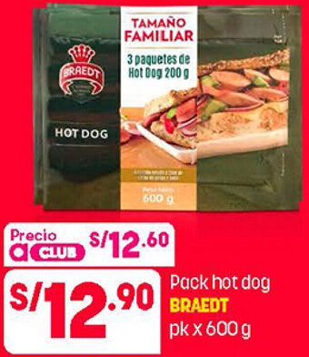 Plaza Vea Pack Hot Dog Braedt 600g oferta