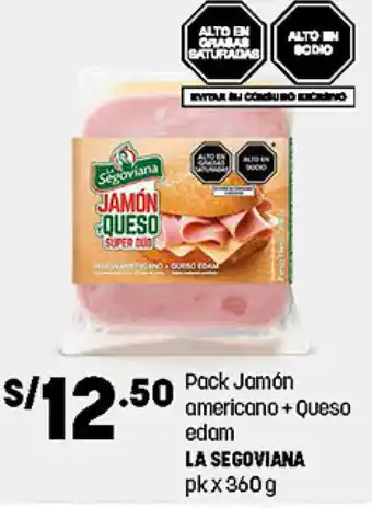 Plaza Vea Pack Jamón Americano+Queso Edam La Segoviana 360g oferta