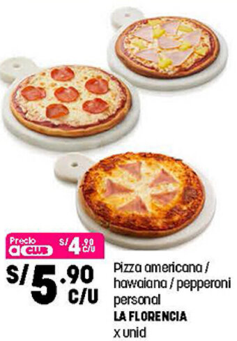Plaza Vea Pizza Americana/Hawaiana/Pepperoni Personal La Florencia oferta