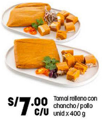 Plaza Vea Tamal Relleno con Chancho / Pollo 400g oferta