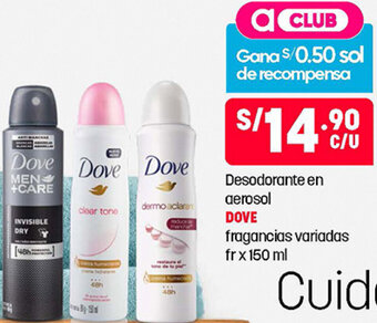 Plaza Vea Desodorizante en Aerosol Dove Fragancias Variadas 150ml oferta