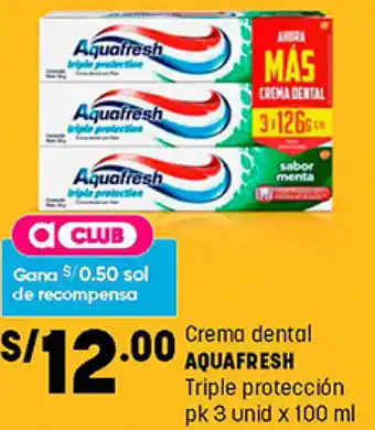 Plaza Vea Crema Dental Aquafresh Triple Protección 3 x 100ml oferta