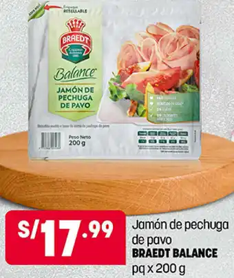 Plaza Vea Jamón de Pechuga de Pavo Baedt Balance 200g oferta