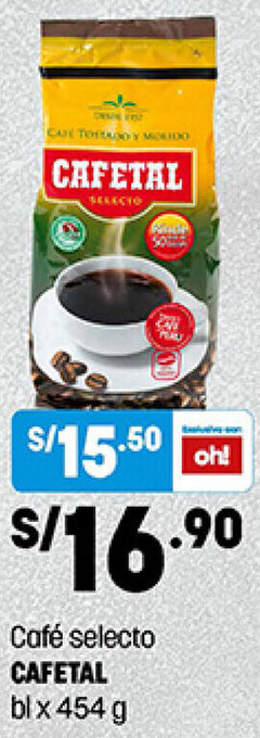Plaza Vea Café Selecto Cafetal 454g oferta