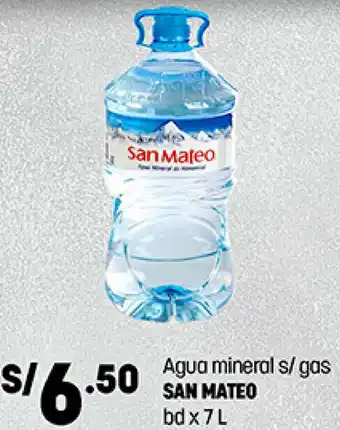 Plaza Vea Agua Mineral S/ Gas San Mateo 7L oferta
