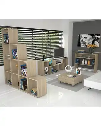 Tiendas EFE Rack extensible tv 40 + biblioteca escalera + arrimo + mesa de centro tuhome - rovere oferta