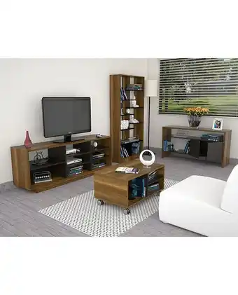 Tiendas EFE Rack tv 58 + biblioteca + arrimo + mesa de centro tuhome - caramelo / wengue oferta